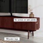 Living Skog Chelsea Brown TV Stand Fits for TV's up to 65 in. with Slatted Design and Wood Legs