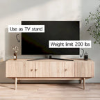 Living Skog Chelsea Brown TV Stand Fits for TV's up to 65 in. with Slatted Design and Wood Legs