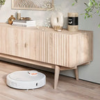 Living Skog Chelsea Brown TV Stand Fits for TV's up to 65 in. with Slatted Design and Wood Legs