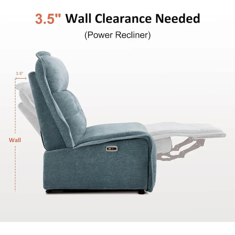 MCombo Armless Power Recliner Chair with USB Ports, 3.5 Wall Clearance Electric Reclining Sofa Chair for Living Room, ALR01