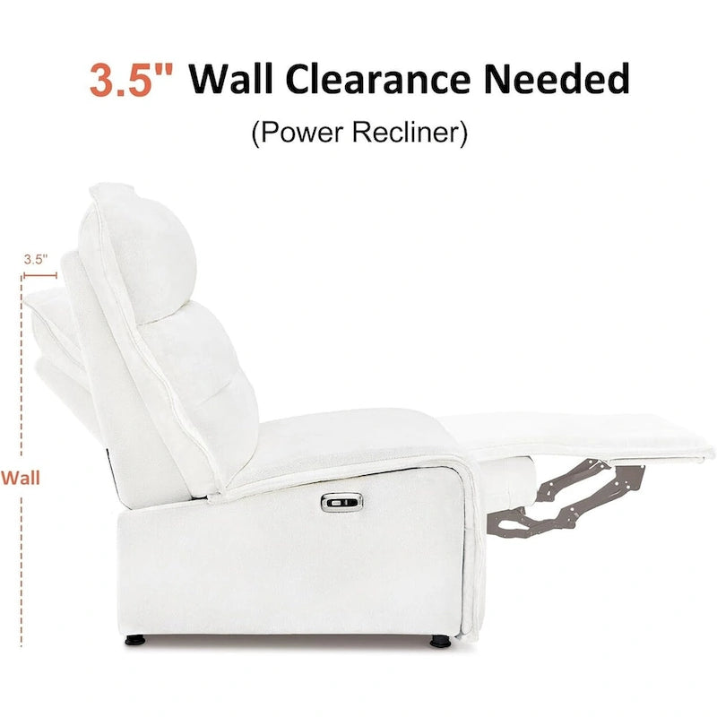 MCombo Armless Power Recliner Chair with USB Ports, 3.5 Wall Clearance Electric Reclining Sofa Chair for Living Room, ALR01