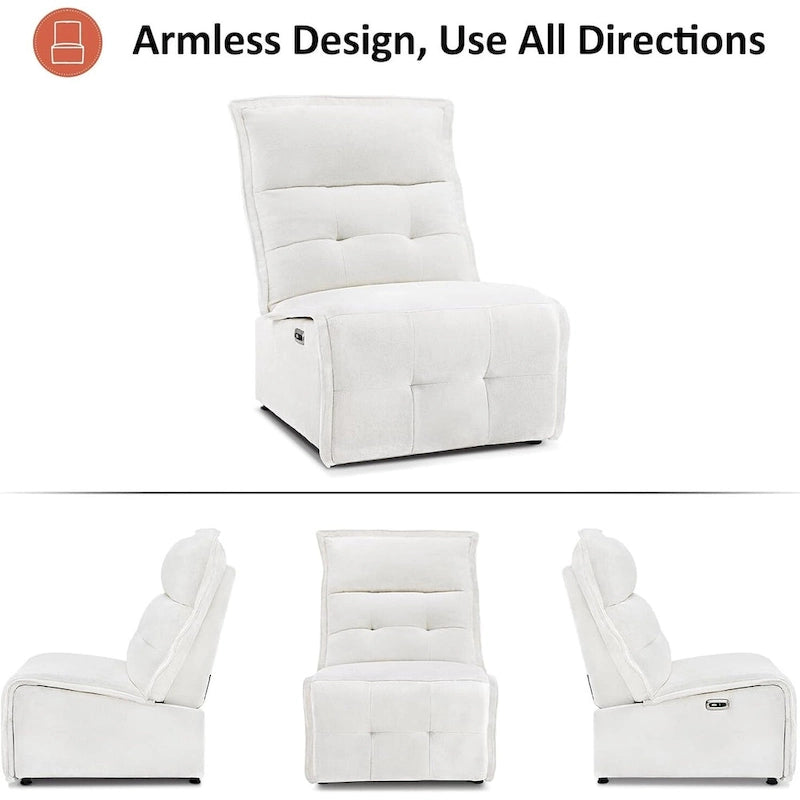 MCombo Armless Power Recliner Chair with USB Ports, 3.5 Wall Clearance Electric Reclining Sofa Chair for Living Room, ALR01