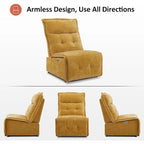 MCombo Armless Power Recliner Chair with USB Ports, 3.5 Wall Clearance Electric Reclining Sofa Chair for Living Room, ALR01