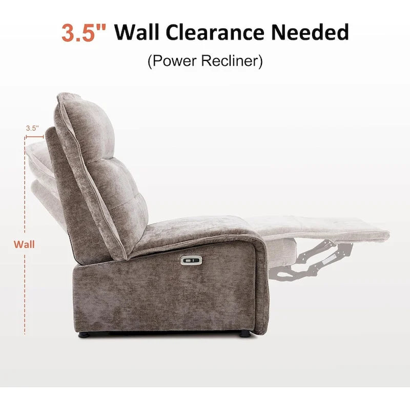MCombo Armless Power Recliner Chair with USB Ports, 3.5 Wall Clearance Electric Reclining Sofa Chair for Living Room, ALR01