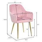 Velvet Accent Dining Chairs with Gold Metal Legs Set of 2