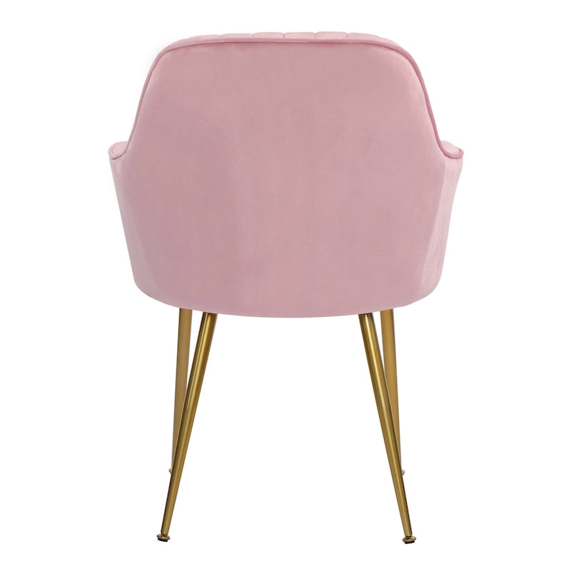 Velvet Accent Dining Chairs with Gold Metal Legs Set of 2