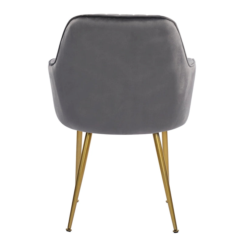Velvet Accent Dining Chairs with Gold Metal Legs Set of 2