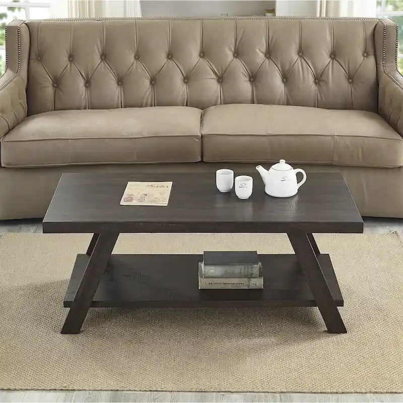 Roundhill Furniture The Gray Barn Cedar Ridge Contemporary Replicated Wood Shelf Coffee Table