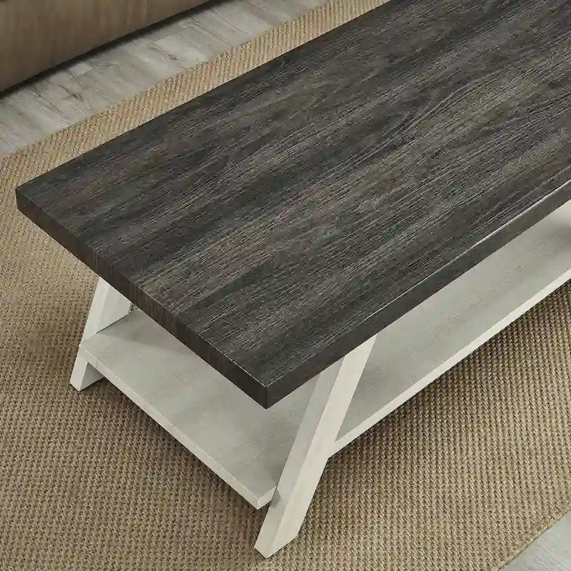 Roundhill Furniture The Gray Barn Cedar Ridge Contemporary Replicated Wood Shelf Coffee Table