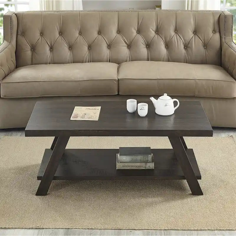 Roundhill Furniture The Gray Barn Cedar Ridge Contemporary Replicated Wood Shelf Coffee Table