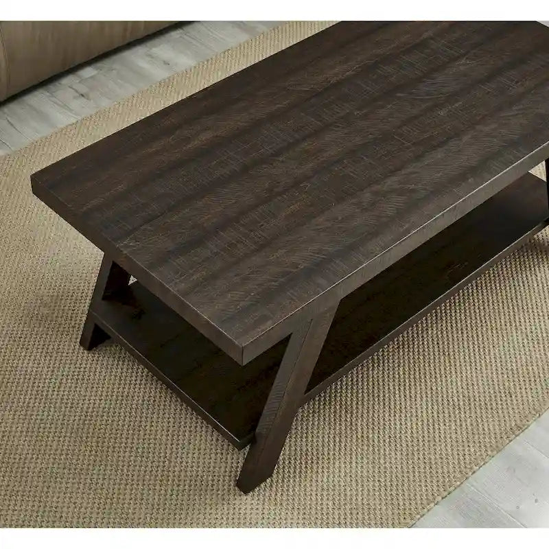 Roundhill Furniture The Gray Barn Cedar Ridge Contemporary Replicated Wood Shelf Coffee Table