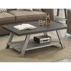 Roundhill Furniture The Gray Barn Cedar Ridge Contemporary Replicated Wood Shelf Coffee Table