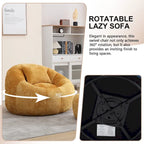 HOMEFUN Chenille Upholstered Round Lazy Cozy Bean Bag Chair with Ottoman and a Pillow