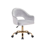 Porthos Home Camron Velvet Swivel Office Chair, Golden Chrome Legs