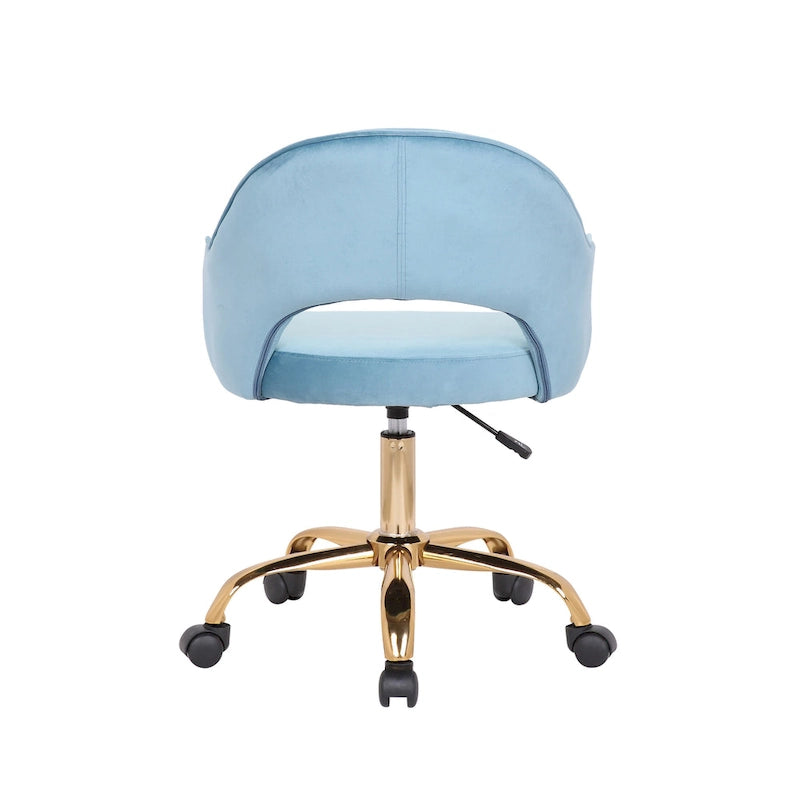 Porthos Home Camron Velvet Swivel Office Chair, Golden Chrome Legs