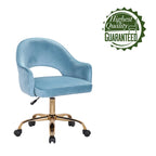 Porthos Home Camron Velvet Swivel Office Chair, Golden Chrome Legs