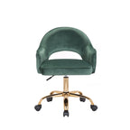 Porthos Home Camron Velvet Swivel Office Chair, Golden Chrome Legs