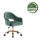 Porthos Home Camron Velvet Swivel Office Chair, Golden Chrome Legs