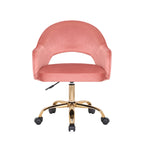 Porthos Home Camron Velvet Swivel Office Chair, Golden Chrome Legs