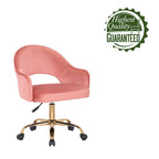 Porthos Home Camron Velvet Swivel Office Chair, Golden Chrome Legs