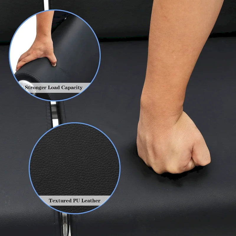 Kinbor 3-seat Waiting Room Chair, PU Leather Airport Reception Bench, Guest Chair for Bank Salon Office Hospital