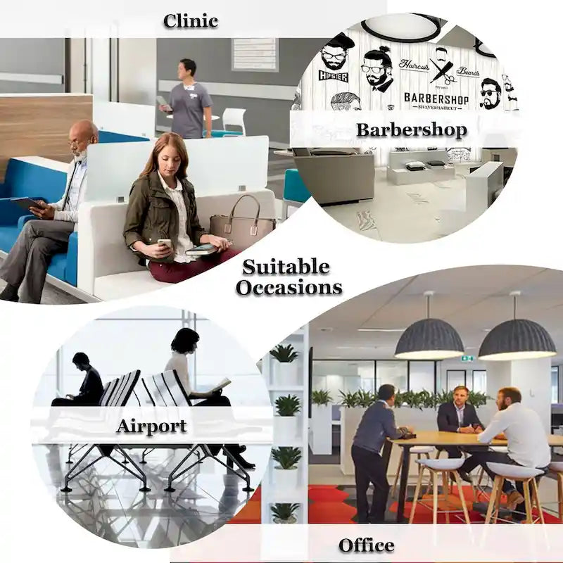 Kinbor 3-seat Waiting Room Chair, PU Leather Airport Reception Bench, Guest Chair for Bank Salon Office Hospital