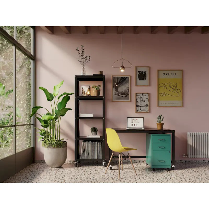 Space Solutions 18 Deep 3 Drawer Mobile Organizer Metal Cabinet, Teal