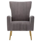 Velvet Comfy Accent Chair Cozy Arm Chair with Wingback and Gold Metal Legs