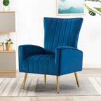Velvet Comfy Accent Chair Cozy Arm Chair with Wingback and Gold Metal Legs