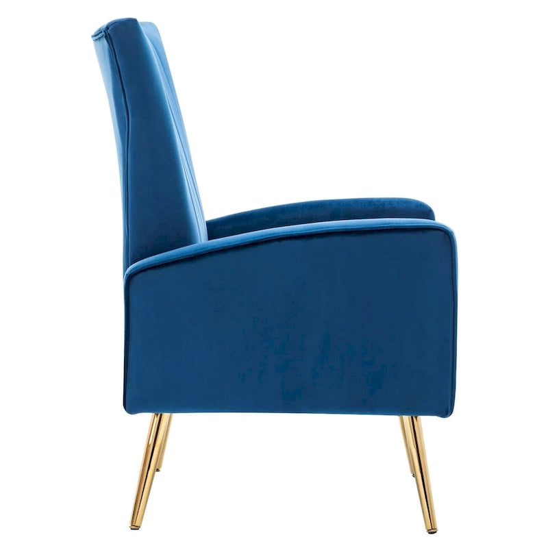 Velvet Comfy Accent Chair Cozy Arm Chair with Wingback and Gold Metal Legs