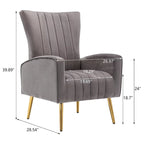 Velvet Comfy Accent Chair Cozy Arm Chair with Wingback and Gold Metal Legs