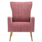 Velvet Comfy Accent Chair Cozy Arm Chair with Wingback and Gold Metal Legs