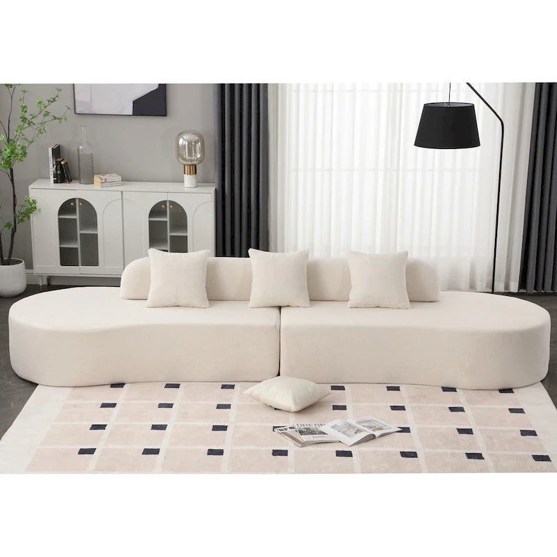 [NEW ARRIVED] [VIDEO PROVIDED] Modern curved combination sofa, terrycloth fabric sofa, minimalist sofa in living room, apartment