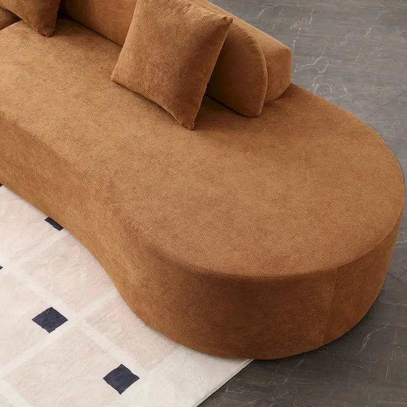 [NEW ARRIVED] [VIDEO PROVIDED] Modern curved combination sofa, terrycloth fabric sofa, minimalist sofa in living room, apartment