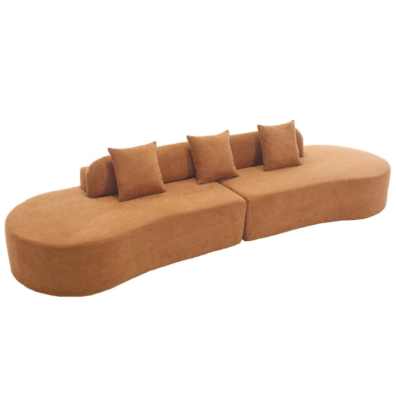 [NEW ARRIVED] [VIDEO PROVIDED] Modern curved combination sofa, terrycloth fabric sofa, minimalist sofa in living room, apartment