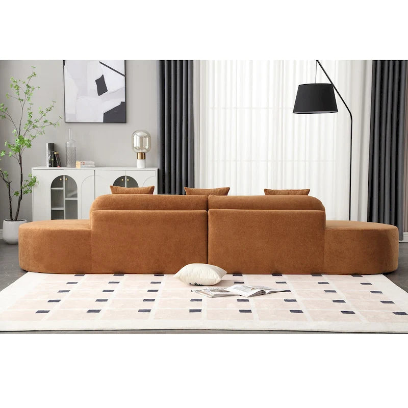 [NEW ARRIVED] [VIDEO PROVIDED] Modern curved combination sofa, terrycloth fabric sofa, minimalist sofa in living room, apartment