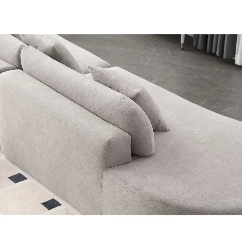[NEW ARRIVED] [VIDEO PROVIDED] Modern curved combination sofa, terrycloth fabric sofa, minimalist sofa in living room, apartment