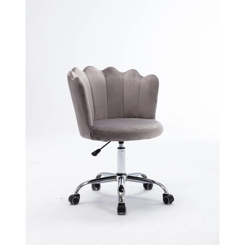 Velvet Upholstered Adjustable Height Swivel Home Office Chair