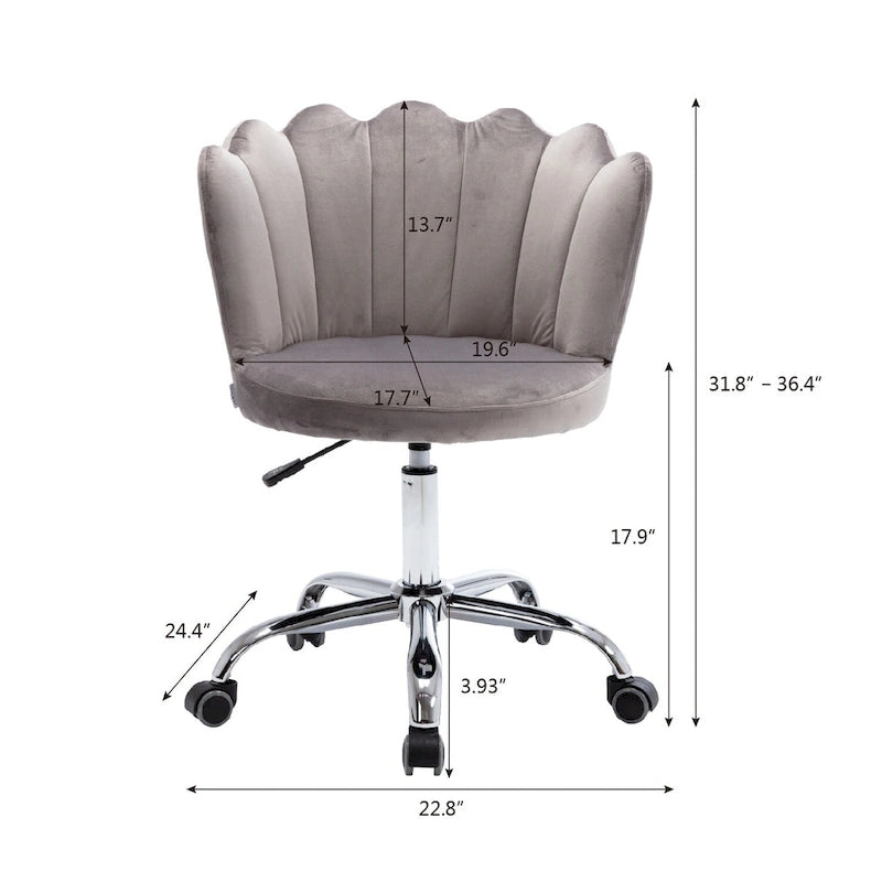 Velvet Upholstered Adjustable Height Swivel Home Office Chair