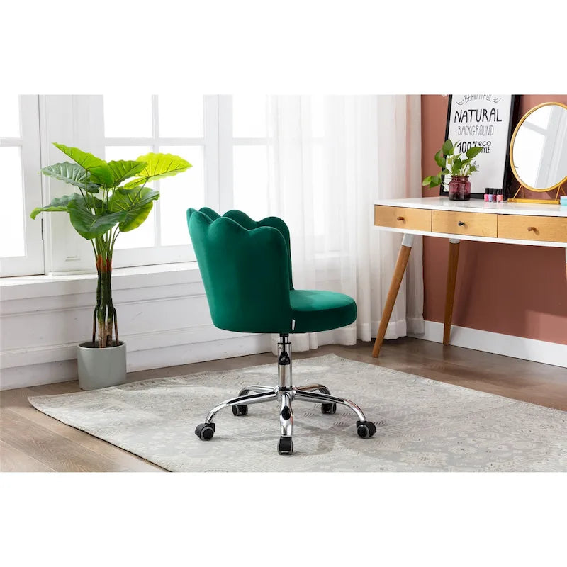 Velvet Upholstered Adjustable Height Swivel Home Office Chair