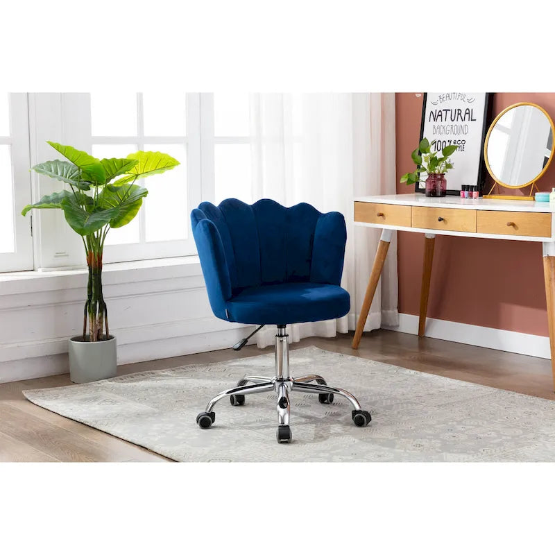 Velvet Upholstered Adjustable Height Swivel Home Office Chair