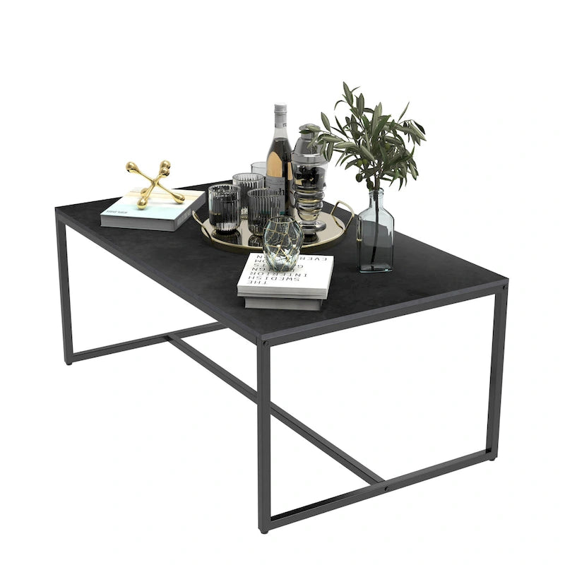 Frame Coffee Table Rectangular Cocktail Table Marble Metal Sofa Table