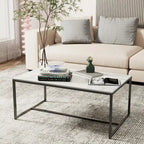Frame Coffee Table Rectangular Cocktail Table Marble Metal Sofa Table