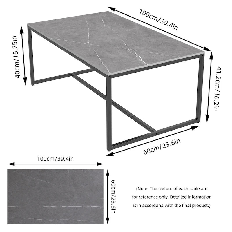 Frame Coffee Table Rectangular Cocktail Table Marble Metal Sofa Table