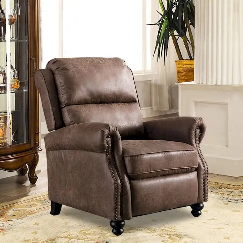 Armchair Pushback Club Recliner with Rivet Decoration