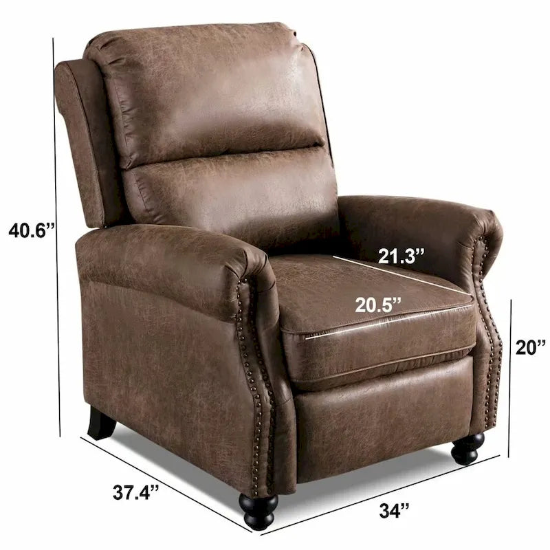 Armchair Pushback Club Recliner with Rivet Decoration