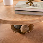 SEI Furniture Vaquero Mid Century Modern Round Wood Grain Two Tier Coffee Table