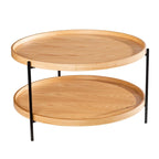 SEI Furniture Vaquero Mid Century Modern Round Wood Grain Two Tier Coffee Table