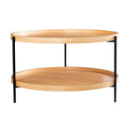 SEI Furniture Vaquero Mid Century Modern Round Wood Grain Two Tier Coffee Table