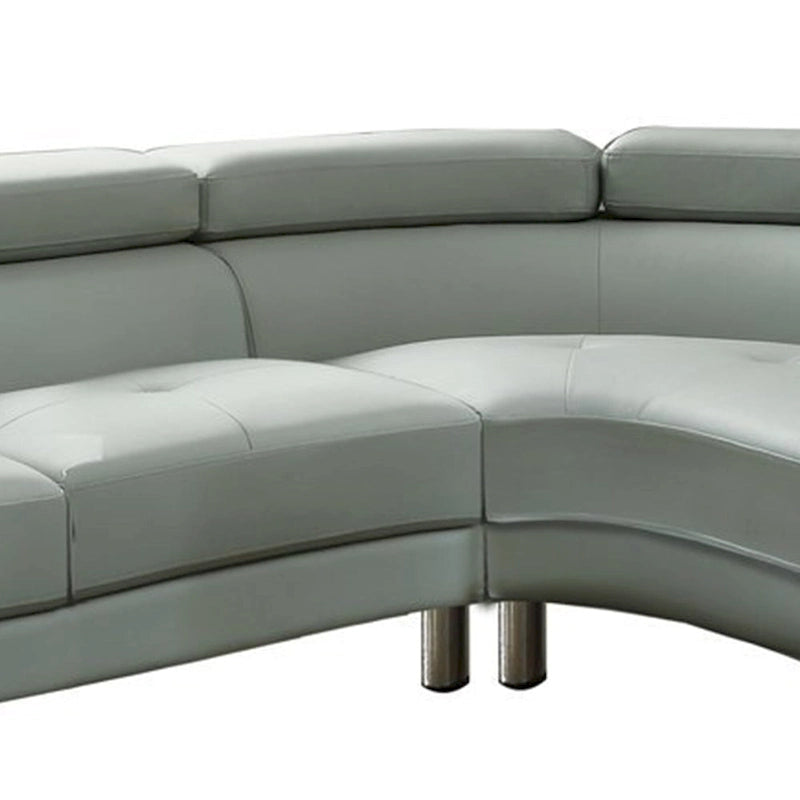 Faux Leather 2 Piece Sectional In Gray